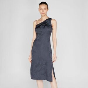 Club Monaco Women’s Asymmetrical Slip Midi Dress One shoulder Ebony Size 00